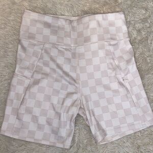 Hurley Women's Cream Checkered Bike Shorts